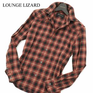 LOUNGE LIZARD ラウンジリザード 秋冬 襟ワイヤー★ 長袖 ウエスタン チェック ネル シャツ Sz.S～M位　メンズ　A4T00180_1#B