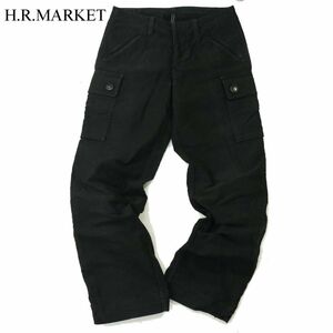 H.R.MARKET ハリウッドランチマーケット 通年 ジャーマンクロス★ ストレッチ カーゴ パンツ Sz.2　メンズ 黒 日本製　A4B00057_1#R