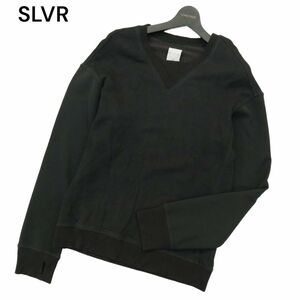 adidas SLVR アディダス シルバー 通年 裏起毛 切替★ Vネック スウェット トレーナー Sz.M　メンズ 黒　A4T00355_1#I