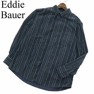 Eddie Bauer エディーバウアー 秋冬 コーデュロイ★ 長袖 ボタンダウン ストライプ シャツ Sz.M　メンズ アウトドア　A4T00401_1#B