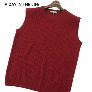 A DAY IN THE LIFE ユナイテッドアローズ 秋冬 カシミヤ混★ ウール ケーブル編み ニット ベスト Sz.L　メンズ　A4T00216_1#K