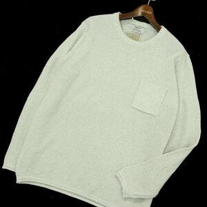 【新品 未使用】 VULGARIS ヴァルガリス 通年 胸ポケット クルーネック コットン ニット セーター Sz.L　メンズ グレー　A4T00255_1#L