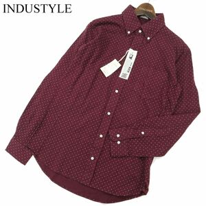 【新品 未使用】 INDUSTYLE TOKYO インダスタイル トウキョウ 秋冬 動体裁縫 長袖ドット柄 ネル シャツ Sz.L　メンズ 日本製　A4T00245_1#B