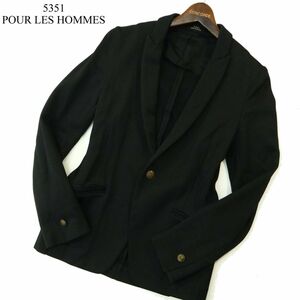 5351 POUR LES HOMMES 5351プールオム 通年～春夏 麻 リネン混 金釦★ 1B テーラード ジャケット ブレザー Sz.2　メンズ 黒 　A3T15548_C#O