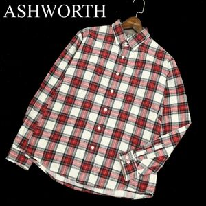 ASHWORTH アシュワース 秋冬 ロゴ刺繍★ 長袖 ボタンダウン チェック ネル シャツ Sz.M　メンズ ゴルフ　A3T15532_C#B