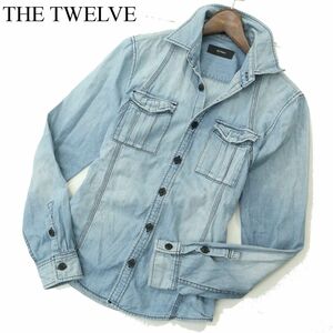 THE TWELVE ザ トゥエルブ 通年 USED加工★ 長袖 ワーク デニム シャツ Sz.46　メンズ 日本製　A4T00528_1#C