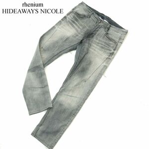 rhenium HIDEAWAYS NICOLE ハイダウェイ ニコル USED加工★ ストレッチ スキニー デニム パンツ ジーンズ Sz.46　メンズ　A4B00294_1#R