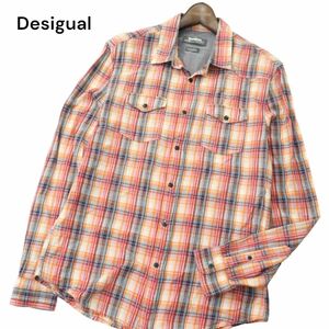 Desigual man デシグアル 通年 ロゴ刺繍★ 長袖 ウエスタン チェック シャツ Sz.M　メンズ　A4T00483_1#C