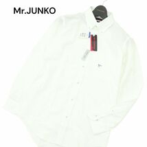 【新品 未使用】 Mr.JUNKO ミスタージュンコ 日本製生地 長袖 ボタンダウン シャツ ワイシャツ Sz.M　メンズ 白 ビジカジ　A4T00499_1#C_画像1