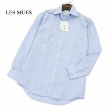 【新品 未使用】 LES MUES レミュー 麻 リネン混 レギュラーフィット ワイドカラー 長袖 シャツ ワイシャツ Sz.M　メンズ　A4T00559_1#C_画像1