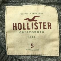 HOLLISTER ホリスター 通年 ロゴ刺繍★ Vネック コットン ニット セーター Sz.S　メンズ グレー　A3T11836_A#L_画像6