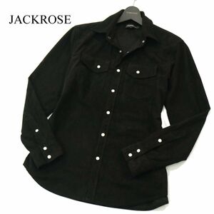 JACKROSE ジャックローズ 秋冬 フェイク スウェード★ 長袖 ウエスタン シャツ Sz.4　メンズ 黒　A3T15318_C#B