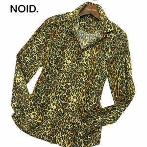 NOID. ノーアイディー 通年 【レオパード ヒョウ柄 総柄】 ロゴ刺繍 長袖 スリム シャツ Sz.1　メンズ　A4T00697_1#C