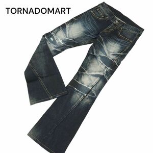 TORNADOMART トルネードマート USED加工★ デザイン ブーツカット ベルボトム デニム パンツ ジーンズ Sz.S　メンズ 日本製　A4B00390_1#R