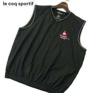 le coq sportif ルコック スポルティフ 通年 裏地メッシュ★ ロゴ刺繍 ベスト ウインドブレーカー Sz.M　メンズ 黒　A4T00796_1#O