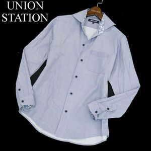 UNION STATION ユニオンステーション メンズビギ 通年 花柄 フラワー 使い★ 長袖 へリンボーン シャツ Sz.M　メンズ　A4T00828_1#C