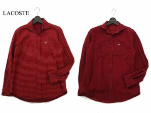 LACOSTE Lacoste через год wani вышивка * 2way двусторонний двойной марля длинный рукав окантовка рубашка Sz.3 мужской A4T00504_1#C