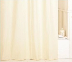 シャワーカーテン　ホワイト （薄いイエロー） 幅130ｘ長さ150ｃｍ　ヒルズ　M7001　浴室カーテン　防カビ　（沖縄不可）