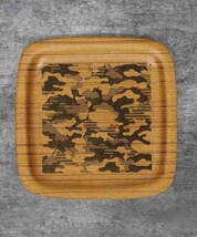 A 新品 レア カモフラ SAITO WOOD（サイトーウッド）× Add+ ROOM 木製 ウッド トレー W16 x H16 刻印 インテリア #66 皿 キッチン 食器_画像1