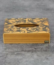 新品 レア SAITO WOOD サイトーウッド × Add+ ROOM 木製 ティッシュ ボックス カバー 迷彩 カモ柄 刻印 インテリア 31 ウッド ケース 収納_画像1