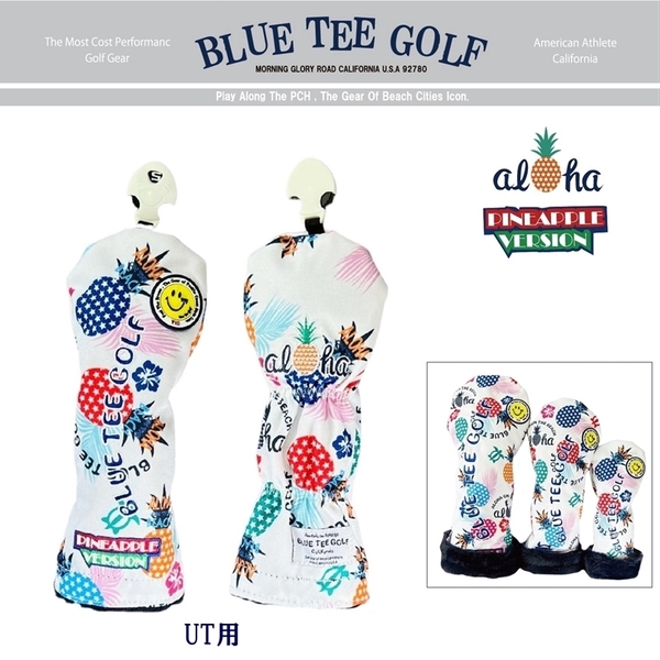 □送料無料 UT-WH ブルーティーゴルフ 【ポップン パイン：ホワイト】ユーティリティ用ヘッドカバー BLUE TEE GOLF PHC-03