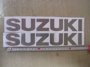 スズキ　SUZUKI　タンク　カウル　ステッカー　24㎝　銀2枚　かんたん　即決