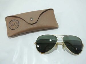 RayBan USA レイバン ティアドロップ ゴールドカラー サングラス B&L 58 □ 14 純正ケース付き 0123