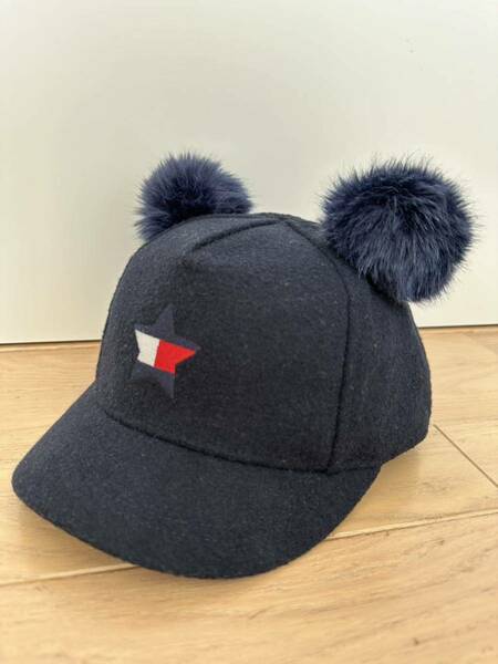 【送料込み】TOMMY HILFLGER トミーヒルフィガー　スターキャップ 帽子 ネイビー　ポンポンつき