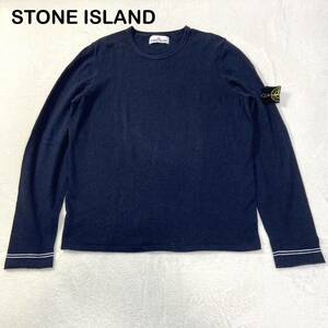 ☆美品☆ STONE ISLAND 薄手　コットンニット　ロンT ネイビー　メンズ　Mサイズ