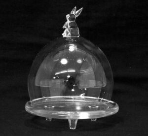 ○ 松野工業 ラビットグラスドーム SS FR-633 ○MOF08488　うさぎ ガラス製 置物 小物入れ ガラスドーム ガラスケース 約12×15cm