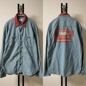 Trophy Clothing/トロフィークロージング/FRONTIER TMOCO SHIRT/襟ヘリンボーン切り替えシャンブレーシャツ/空環仕上げマチ/SIZE 16