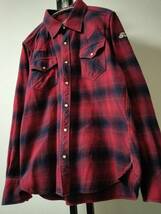 TMT/ティーエムティー L/SL OMBRE CHECK SHIRT/フランネルオンブレチェックウエスタンシャツ/SIZE L/チェーンステッチ刺繍_画像4