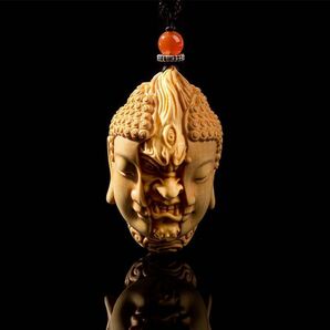 柘植　 木彫り　仏魔の一念 仏魔如来 柘植木 本体：約4.5×2.5×3ｃｍ 材質：柘植木材