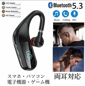 Bluetooth 5.3 イヤホン　ワイヤレスイヤホン LED 画面　ノイズキャセリング　　ブルートゥース イヤフォン イヤホンマイク 片耳　USB 2