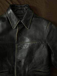 【傑作】極美品 RRL LEATHER CAR COAT ダブルアールエル カウハイド ブラック レザージャケット カーコート ジャケット ラルフローレン XS