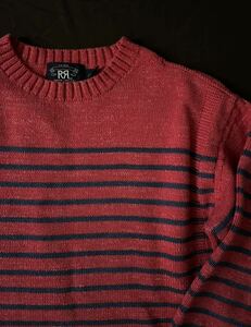 【希少】極美品 RRL BASQUE KNIT GUERNSEY SWEATER ダブルアールエル ベッカム着用 インディゴ ボーダー クルーネック ニット セーター M