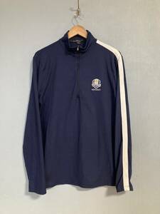 *RLX RALPH LAUREN Ralph Lauren half ZIP pull over long sleeve shirt L stretch navy 2012 RYDER CAP rider cup metina