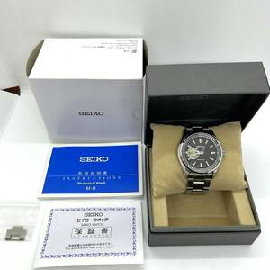 9806★中古 稼働品 腕時計 SEIKO PRESAGE セイコー プレサージュ メカニカル 4R38-00S0 SS AT 自動巻き 裏スケ 黒文字盤 箱付 プレザージュ