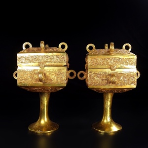  *珍品旧蔵* 中國漢代銅金器具の置物一対を秘蔵する 中国古美術 時代物 古董品 古賞物 LRF0111