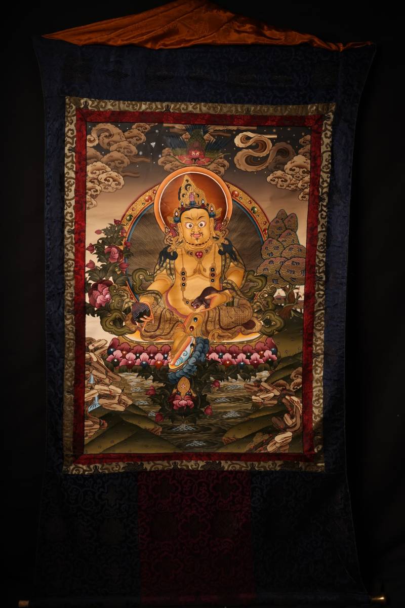 *अतीत की दुर्लभ वस्तु* तिब्बती बौद्ध डोंग्का पेंटिंग, प्राकृतिक खनिज वर्णक, मास्टर द्वारा हाथ से चित्रित, पीला धन भगवान बुद्ध प्रतिमा, एसवाई01-07, अन्य, किराये, चित्रकारी, शिल्प
