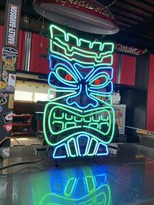 ティキ ネオン 看板 TIKI BAR ハワイ ネオン管 ホットロッド サーフィン アメリカン雑貨 アンティーク カフェ ハーレー 北米 ガレージ USDM