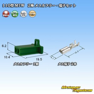 住友電装 110型 MTW 2極 メスカプラー・端子セット 緑色