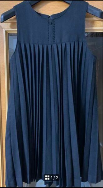 サイズ　130 スリーセブン東京　プリーツ　ジャンバースカート　黒　冠婚葬祭　フォーマル