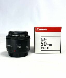 ☆1円〜極美品・作動確認済み　Canonキャノン 単焦点レンズ EF 50mm f/1.8 || 別売フード、ケンコーレンズプロテクター付