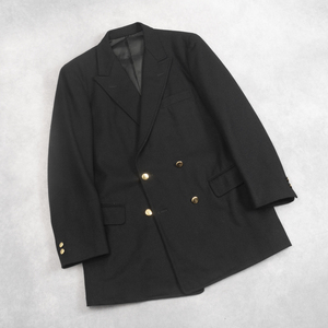 トラッドな1着『Kent VAN JACKET』メルトンウールジャケット 90(t165-c84-w73) ブラック 金釦 ケント ヴァンジャケット メンズ 管理112