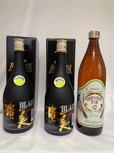 ラム　黒糖焼酎　るりかけす　ブラック奄美　3本セット　40度 900ml 720ml 未開栓　まとめ　RUM RURIKAKESU #　泡盛