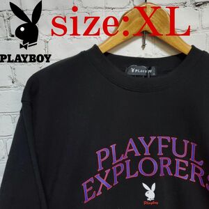 PLAYBOY(プレイボーイ)　XLサイズ　トレーナー　裏起毛　黒　スウェット