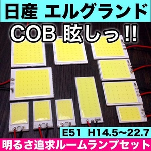 E51 エルグランド NISSAN T10 LED 室内灯 パネルタイプ ルームランプセット 爆光 COB 全面発光 ホワイト