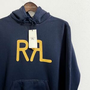 新品【RRL】ロゴ フリース フーディ【ダブルアールエル】ラルフローレン インディゴ デニム ネイビー プルオーバー パーカー スウェット