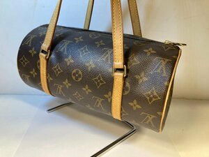 良品　 LOUIS VUITTON 　ルイヴィトン　 モノグラム　 旧パピヨン26 　ヌメ革 筒型 　ハンドバッグ 　ミニボストン M51386